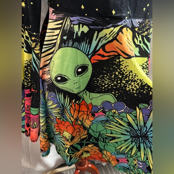 Current Mood Dolls Kill Ethereal World Cosmic UFO Alien Flare Dress Space Star - Picture 3 of 6